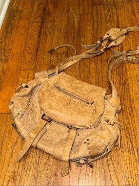 Jerome Dreyfuss Distressed Tan Leather Twee leather crossbody bag